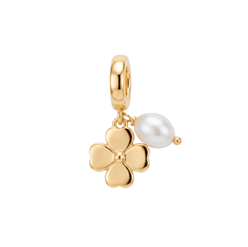 Clover and Pearl charm 4 mm forgyldt søl, fra Christina Jewelry & Watches